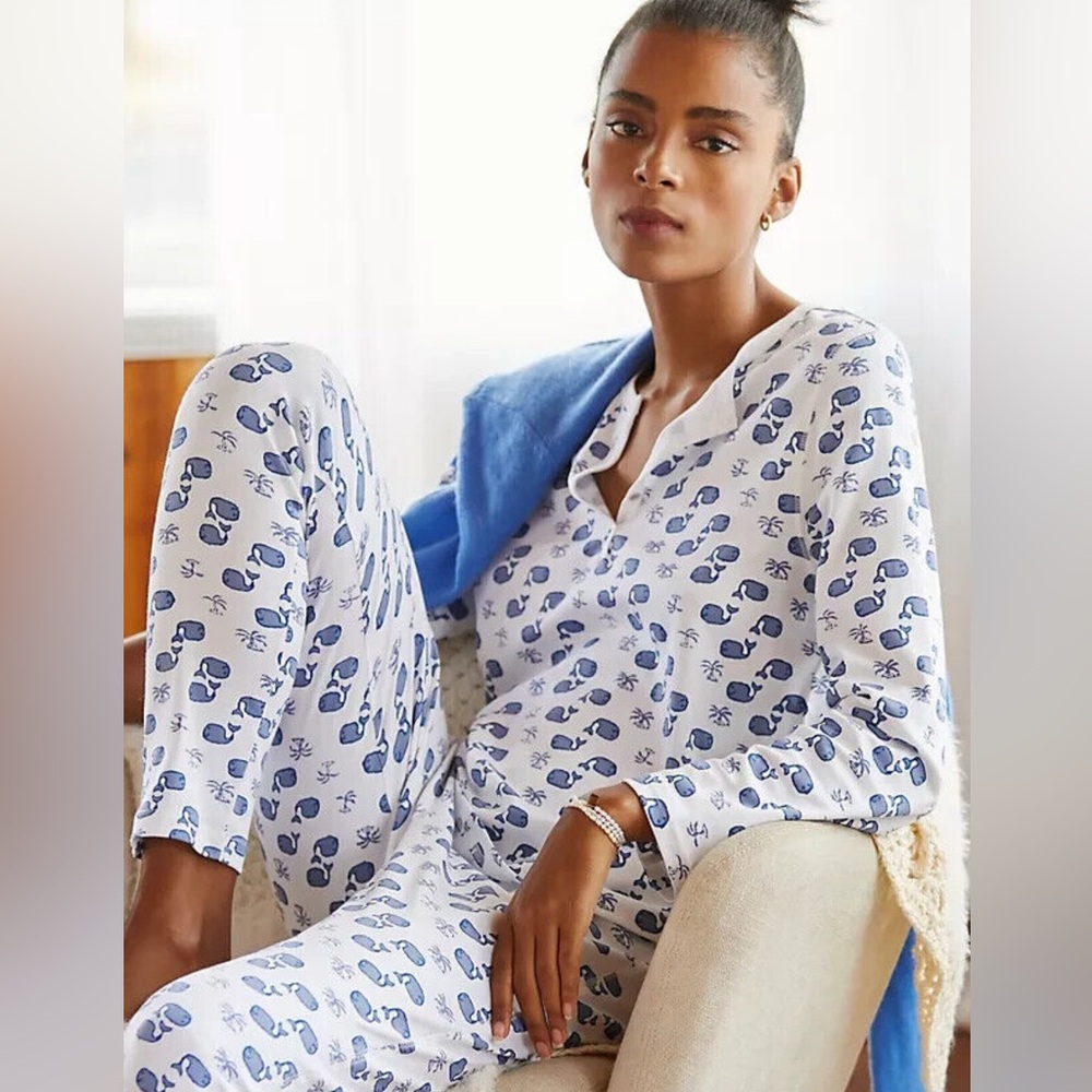 Roller Rabbit Blue and White Whale Pajama Set